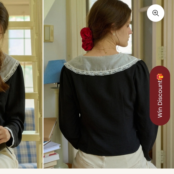 💚💚3 for $15💚💚 NWT Bella Retro V-neck Short Blouse from Simple Retro - Picture 4 of 8